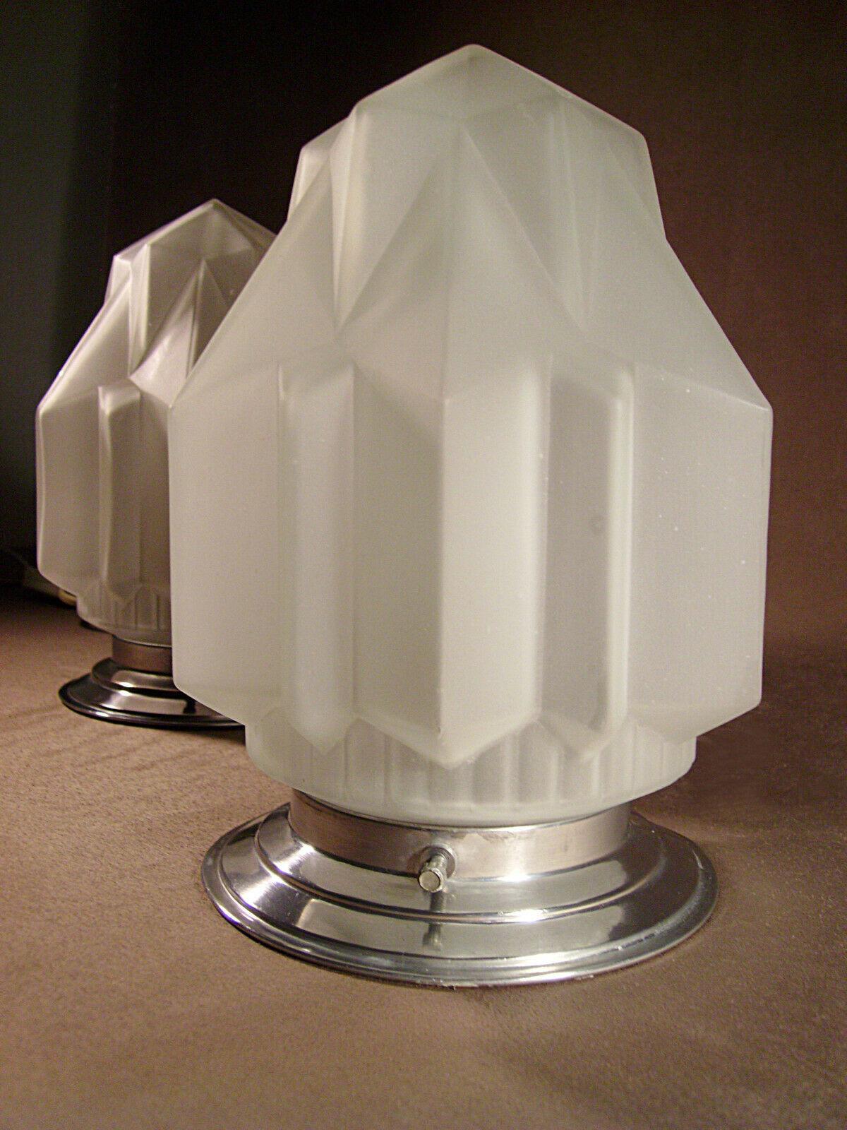 European Matching Pair of Lamps Art Deco Skyscraper, circa 1930