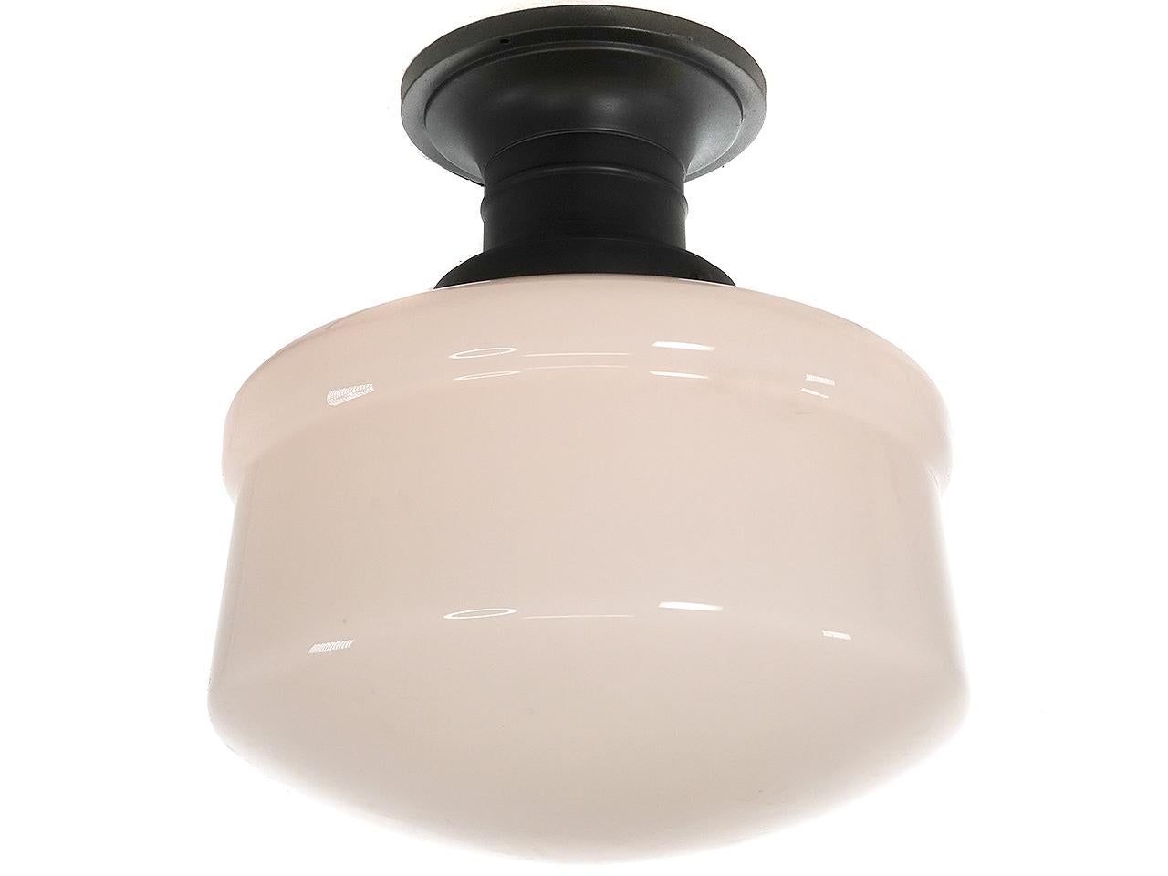 American Classical Matching Pair of Large Early School House Flush Mounts For Sale