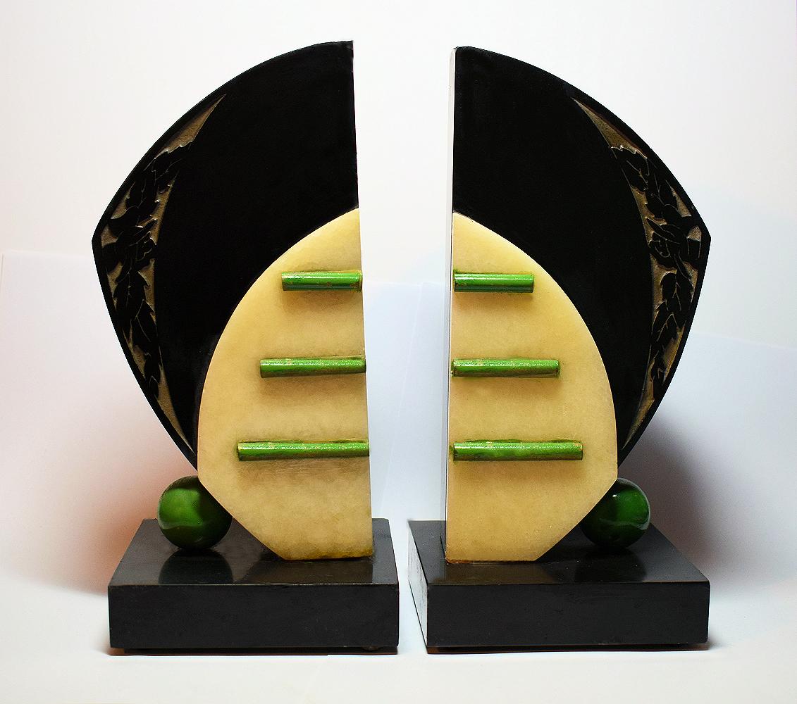 French Matching Pair of Large Modernist Art Deco Bookends