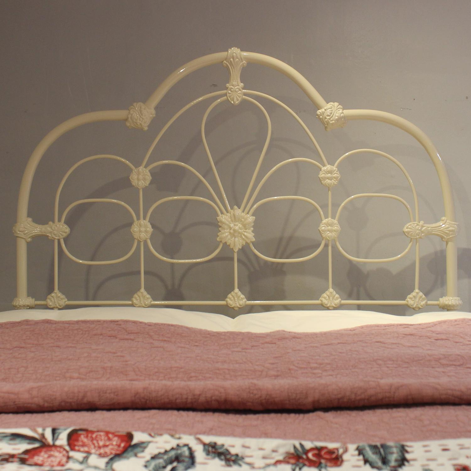 Cast Matching Pair of Large Single Antique Beds in Cream MP60 For Sale