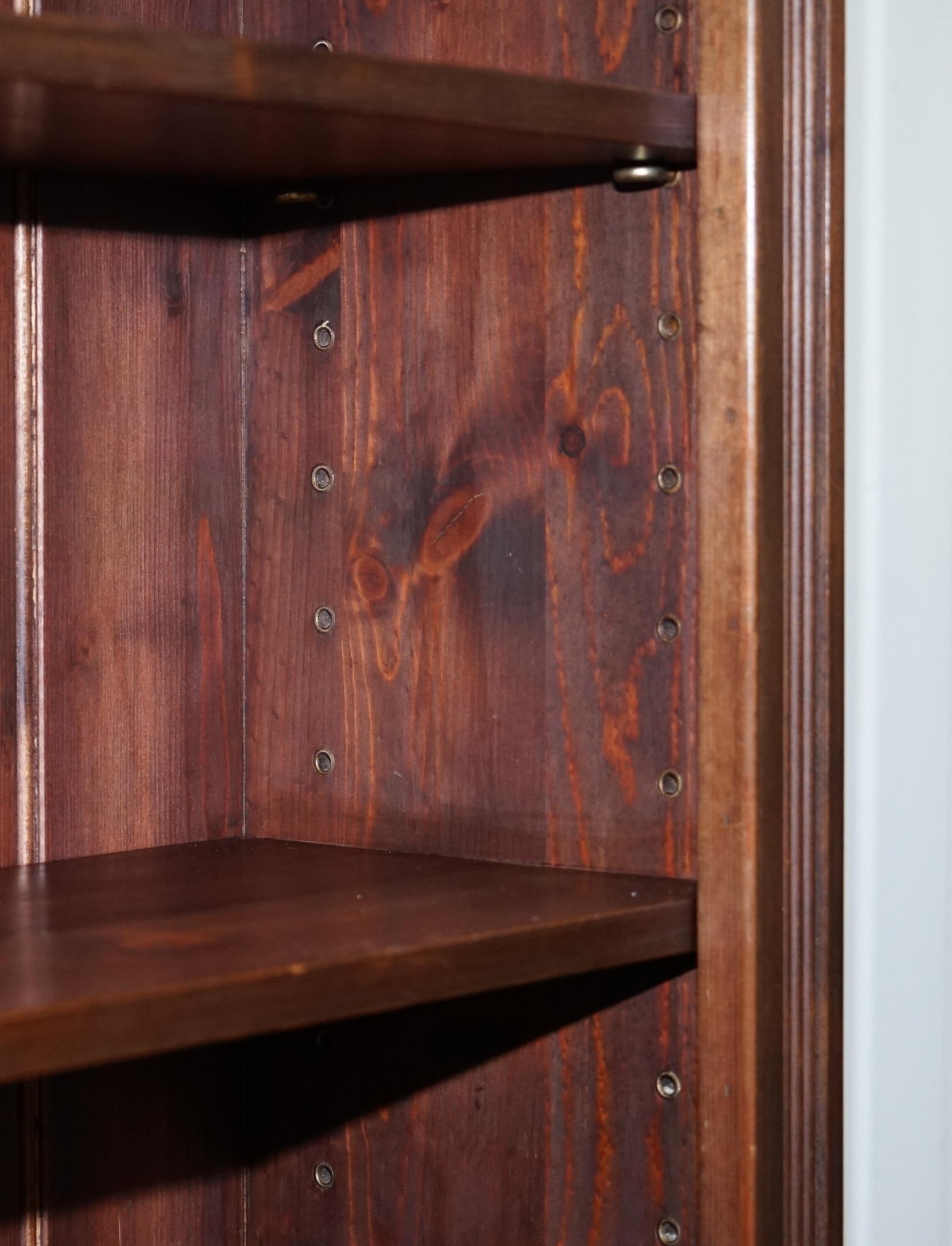 Matching Pair of Large Vintage Library Bookcases in Pine with Adjustable Shelves 10