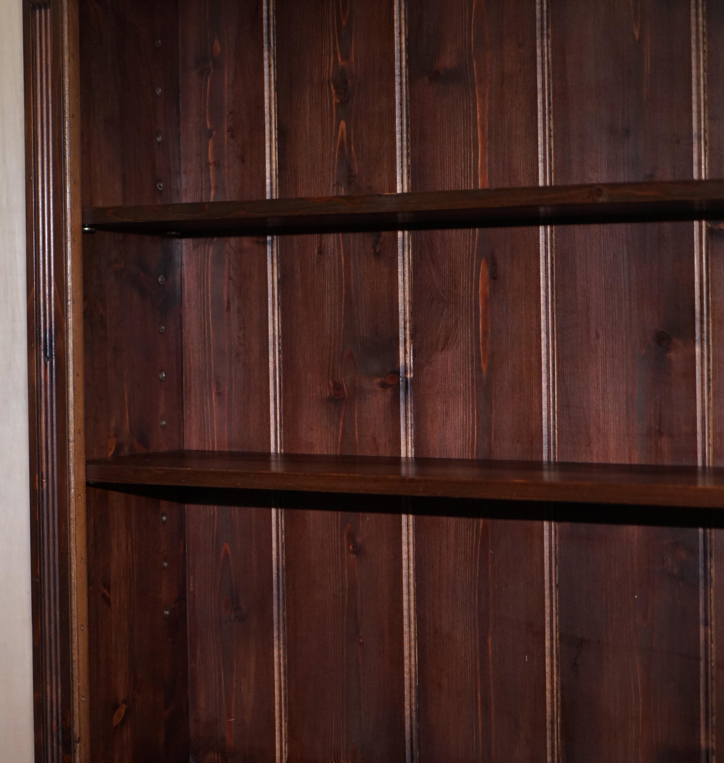 English Matching Pair of Large Vintage Library Bookcases in Pine with Adjustable Shelves