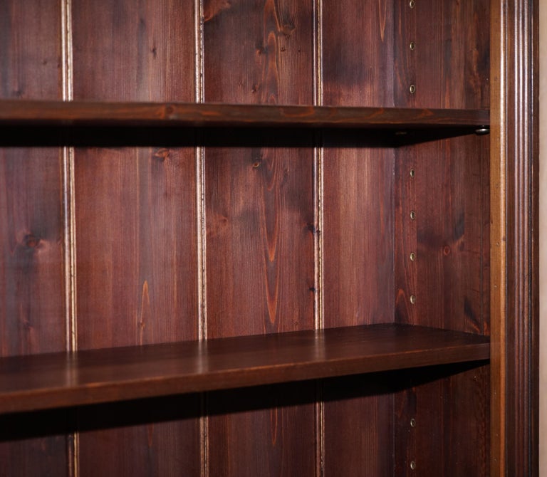 Matching Pair Of Large Vintage Library Bookcases In Pine With Adjustable Shelves At 1stdibs