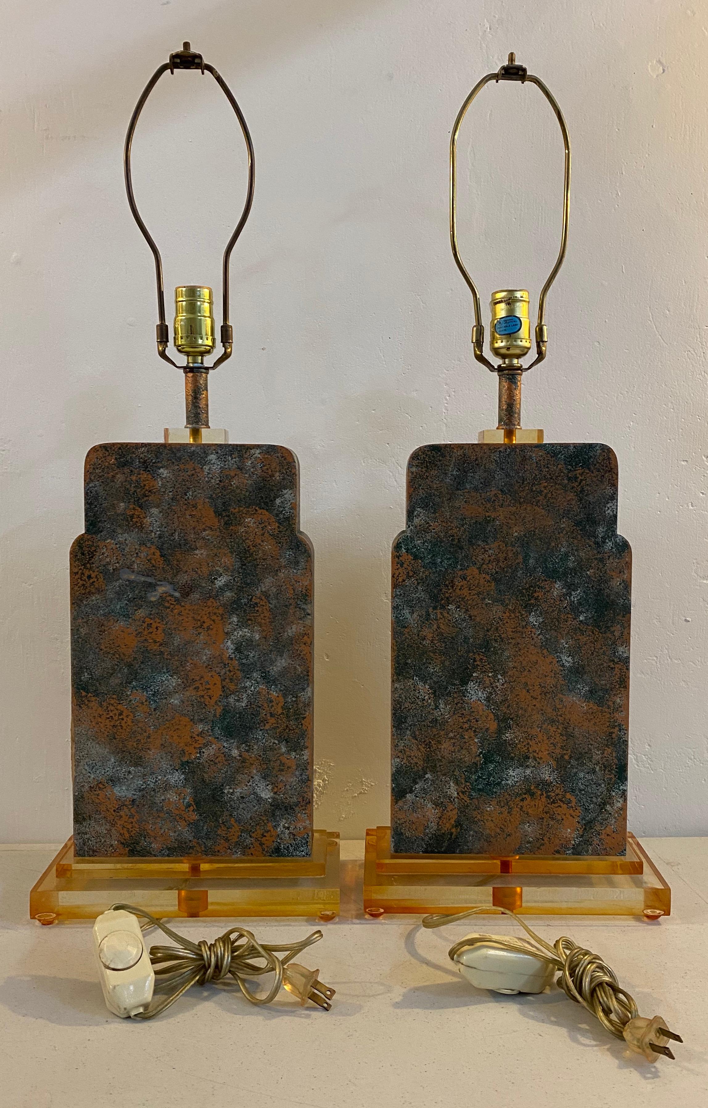 Matching Pair of Midcentury Asian Inspired Table Lamps, circa 1950 For Sale 1