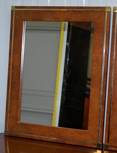 Matching Pair of Midcentury Burr Walnut & Gold Plated Renato Zevi Wall Mirrors