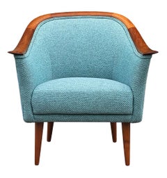 Ein Paar Mid Century Danish Modern Lounge Chairs aus Teak und Sage Tweed