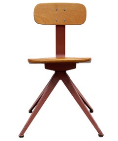 Matching Pair of Mid Century Industrial Modern Steel & Bent Wood Side Chairs