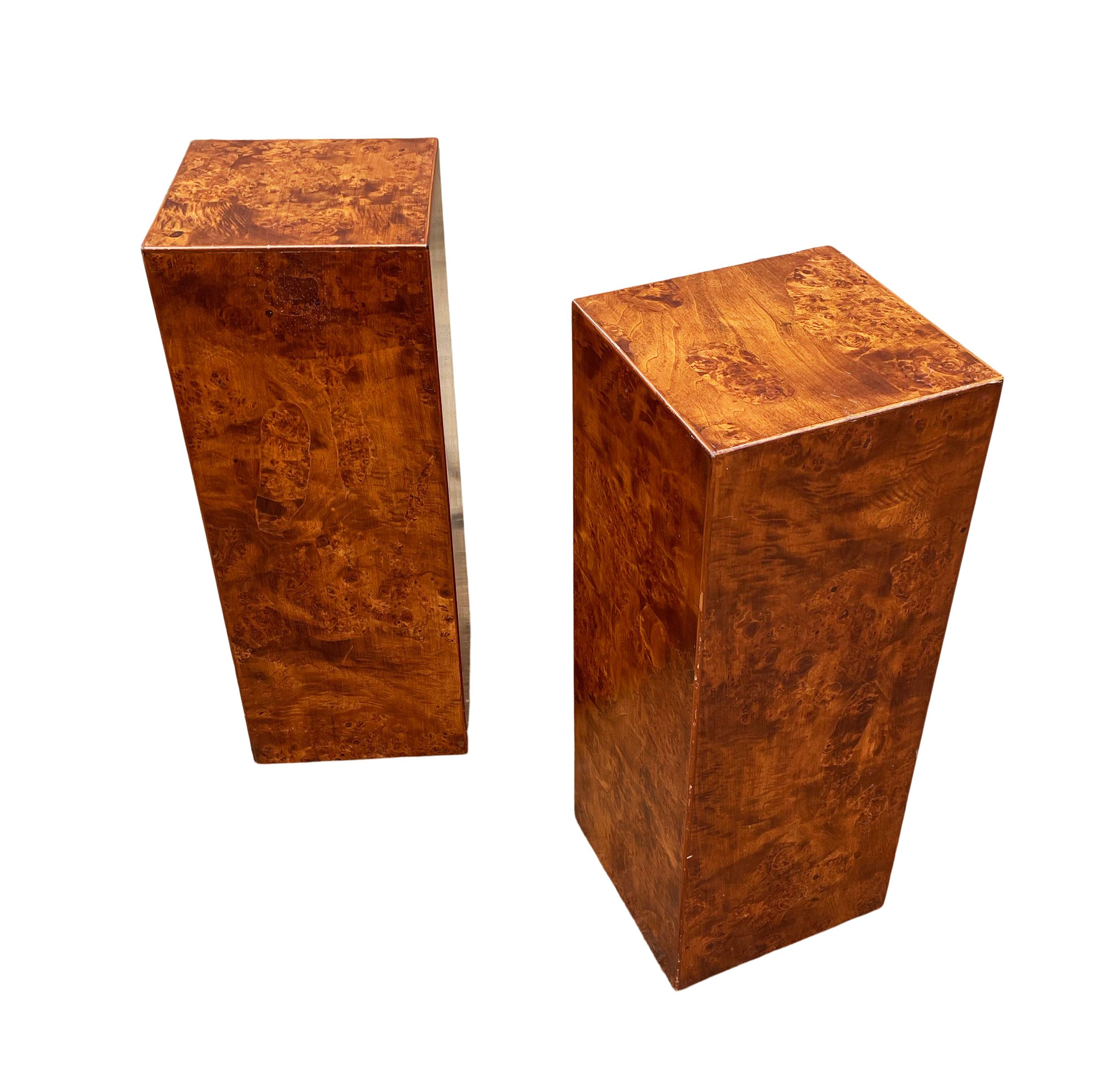 Matching Pair of Mid-Century Italian Modern Burl Pedestals or Tables 2