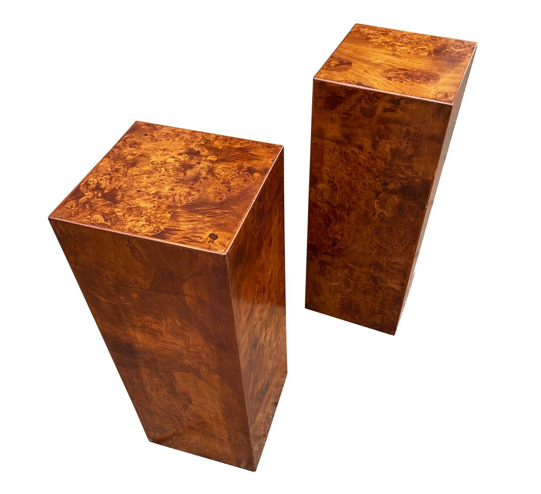 Matching Pair of Mid-Century Italian Modern Burl Pedestals or Tables 3