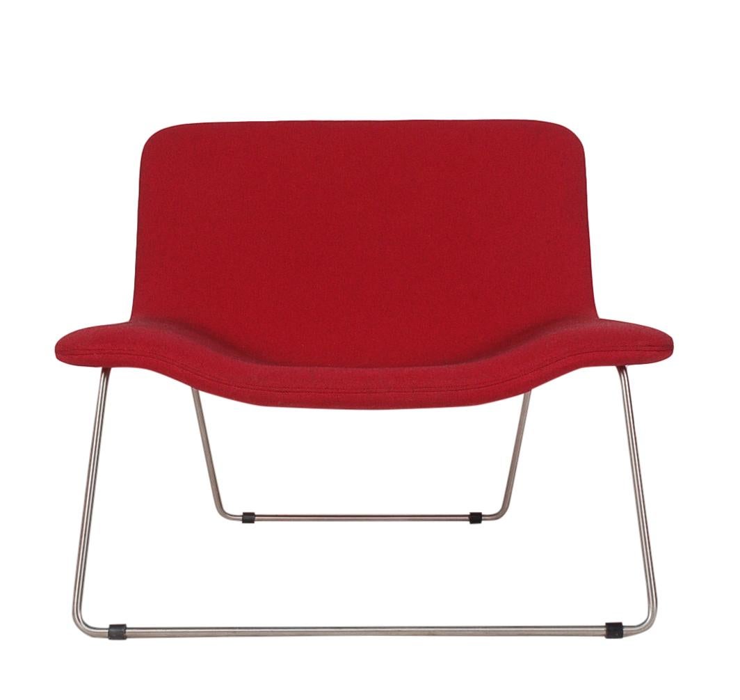 Matching Pair of Midcentury Italian Postmodern Red Lounge Chairs by Cappellini In Excellent Condition For Sale In Philadelphia, PA