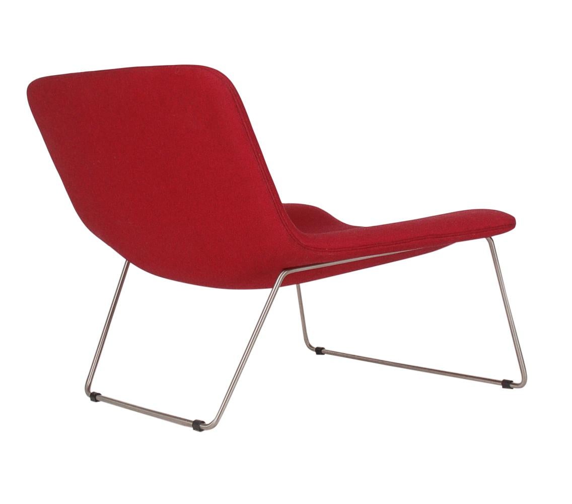 Matching Pair of Midcentury Italian Postmodern Red Lounge Chairs by Cappellini For Sale 2