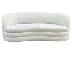 Matching Pair of Mid-Century Modern Curved Kidney Sofas or Loveseats