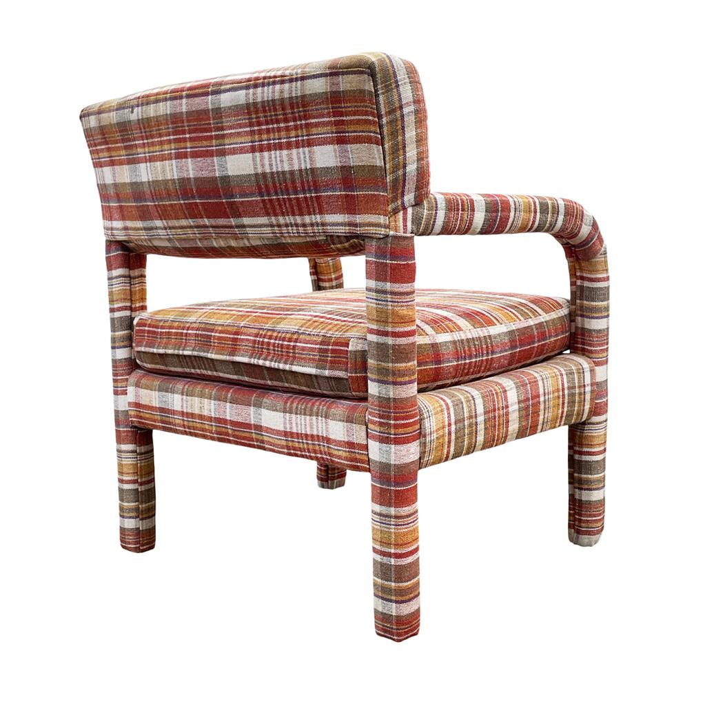 Matching Pair of Mid Century Modern Open Arm Parsons Style Lounge Chairs 2