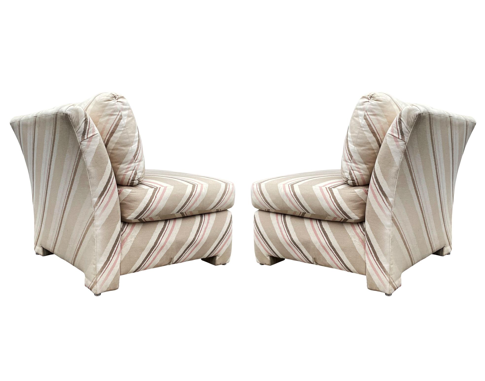 Matching Pair of Mid-Century Modern Parsons Slipper Lounge Chairs For Sale 4