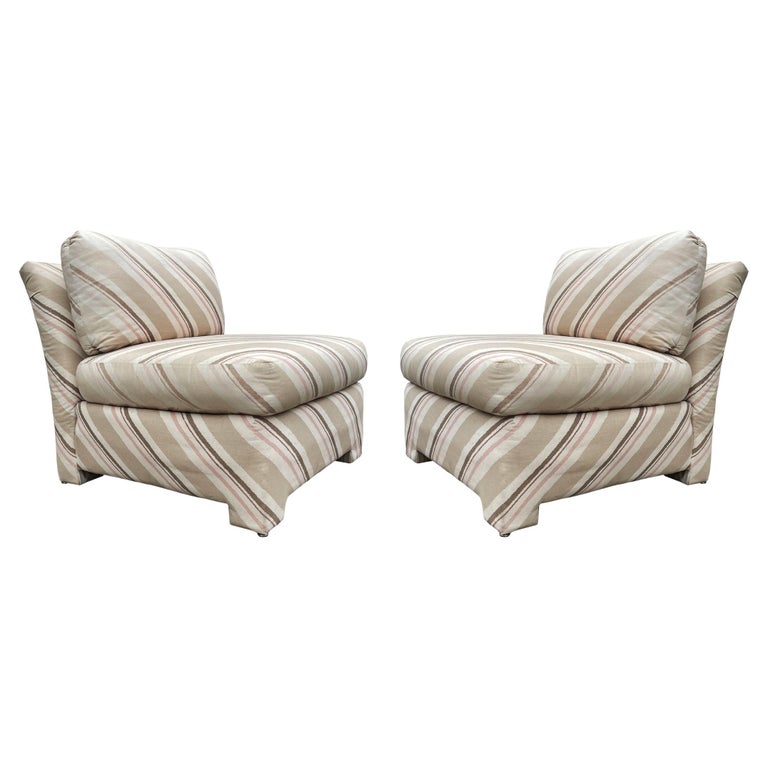 Matching Pair of Mid-Century Modern Parsons Slipper Lounge Chairs For Sale