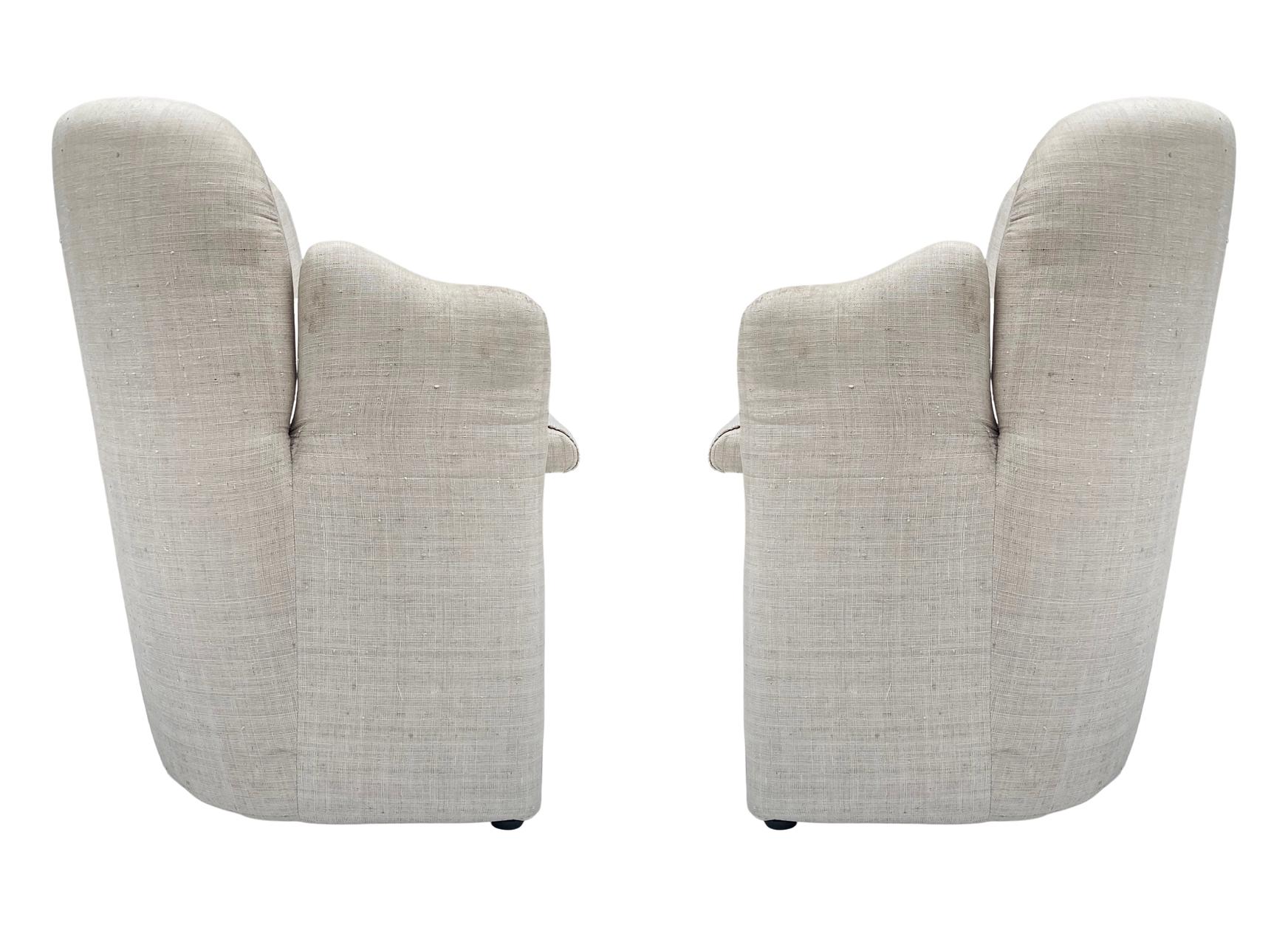 Matching Pair of Mid-Century Modern Upholstered Armchairs or Lounge Chairs For Sale 2