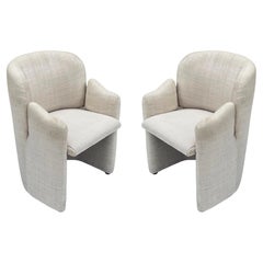Matching Pair of Mid-Century Modern Upholstered Armchairs or Lounge Chairs