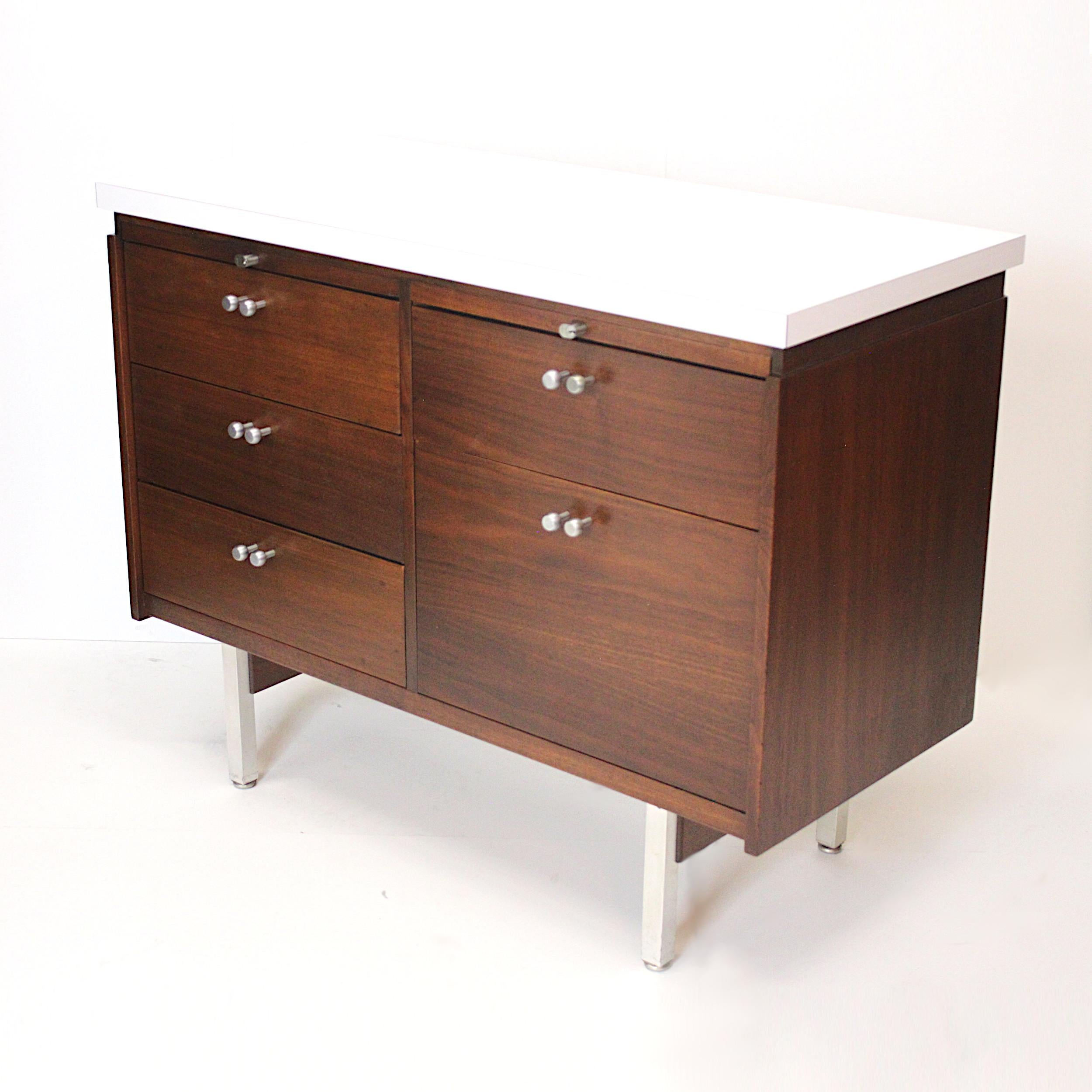 Mid-20th Century Matching Pair of Mid-Century Modern Walnut Console Cabinets by Charles Deaton