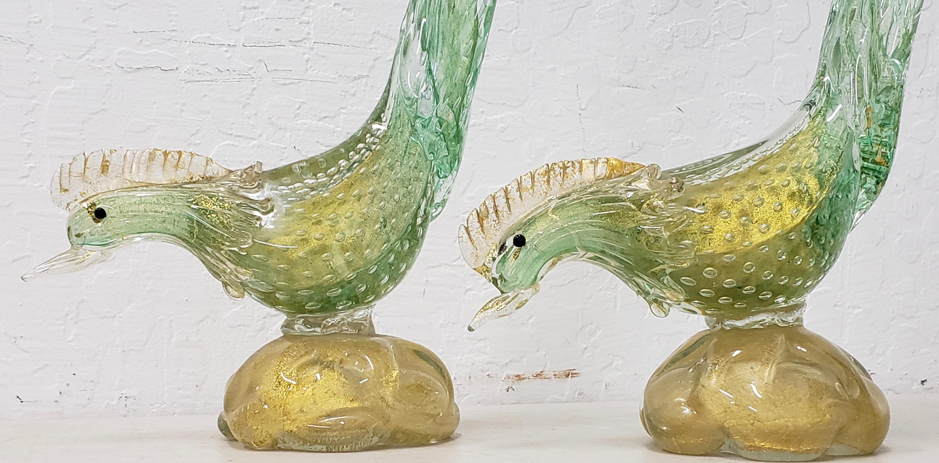 Matching Pair of Midcentury Murano Glass Birds, circa 1950s In Good Condition In San Francisco, CA
