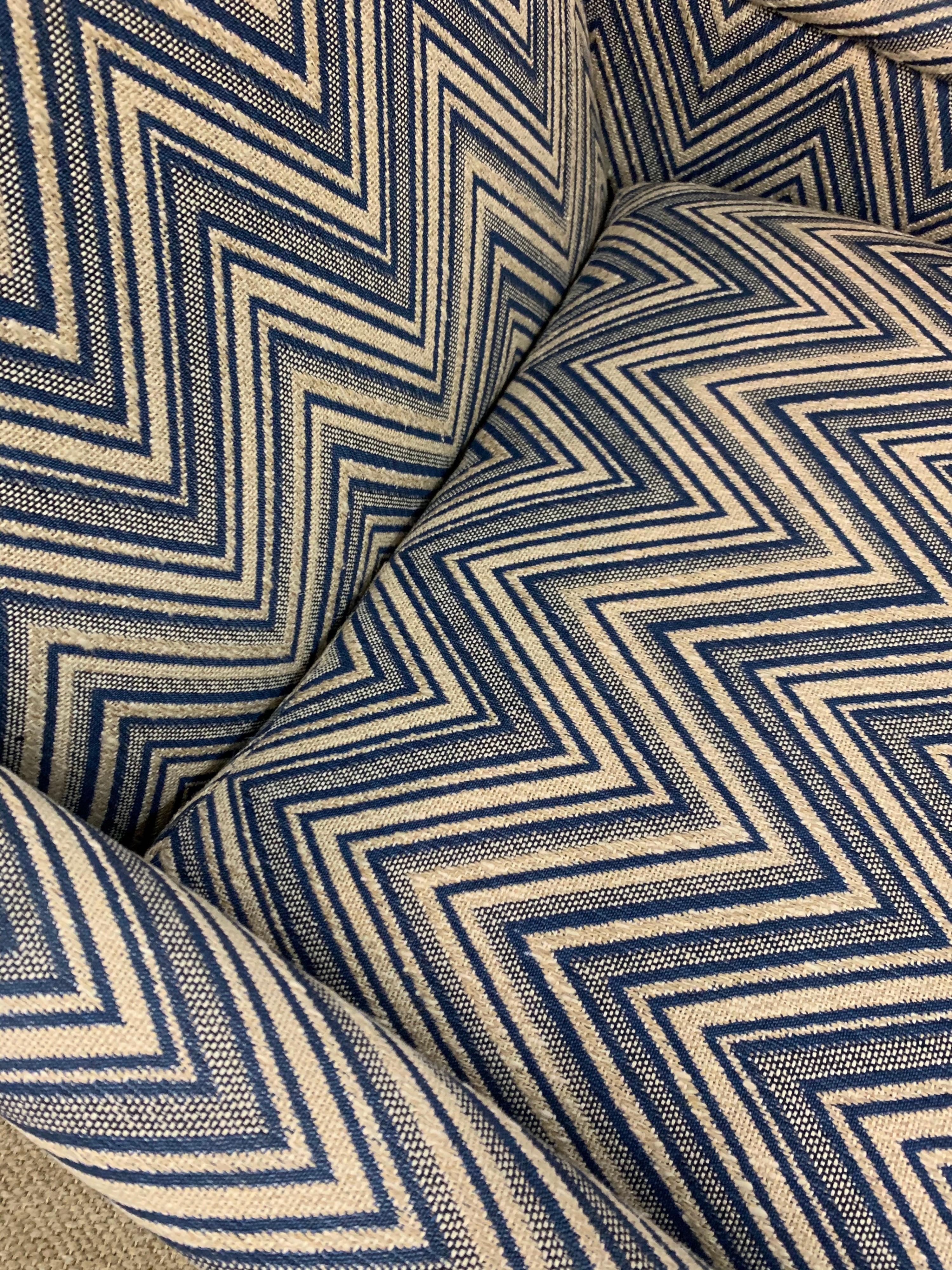 Matching Pair of Mid-Century Newly Upholstered Chevron Armchairs 2