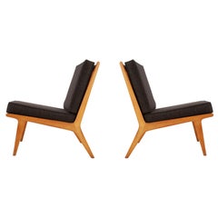 Matching Pair of Midcentury Danish Modern Slipper Lounge Chairs in Oak