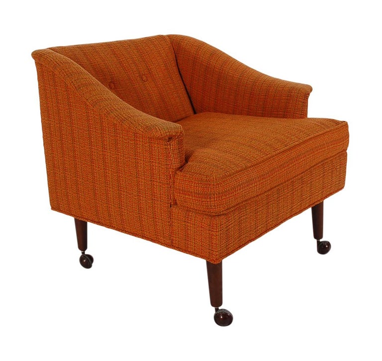 Matching Pair of Midcentury Lounge Chairs on Casters after Wormley for