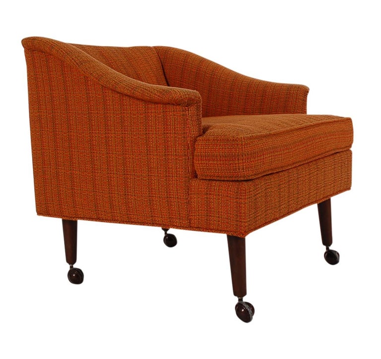 Matching Pair of Midcentury Lounge Chairs on Casters after Wormley for