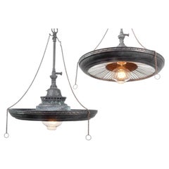Matching Pair of Mirrored Ring Welsbach Gas Lamps
