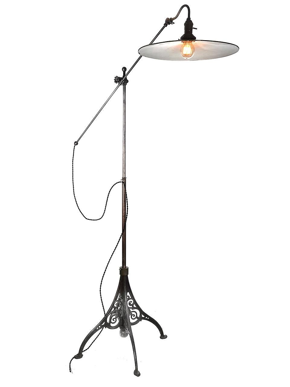 Industrial Matching Pair of O.C.White Floor Lamps