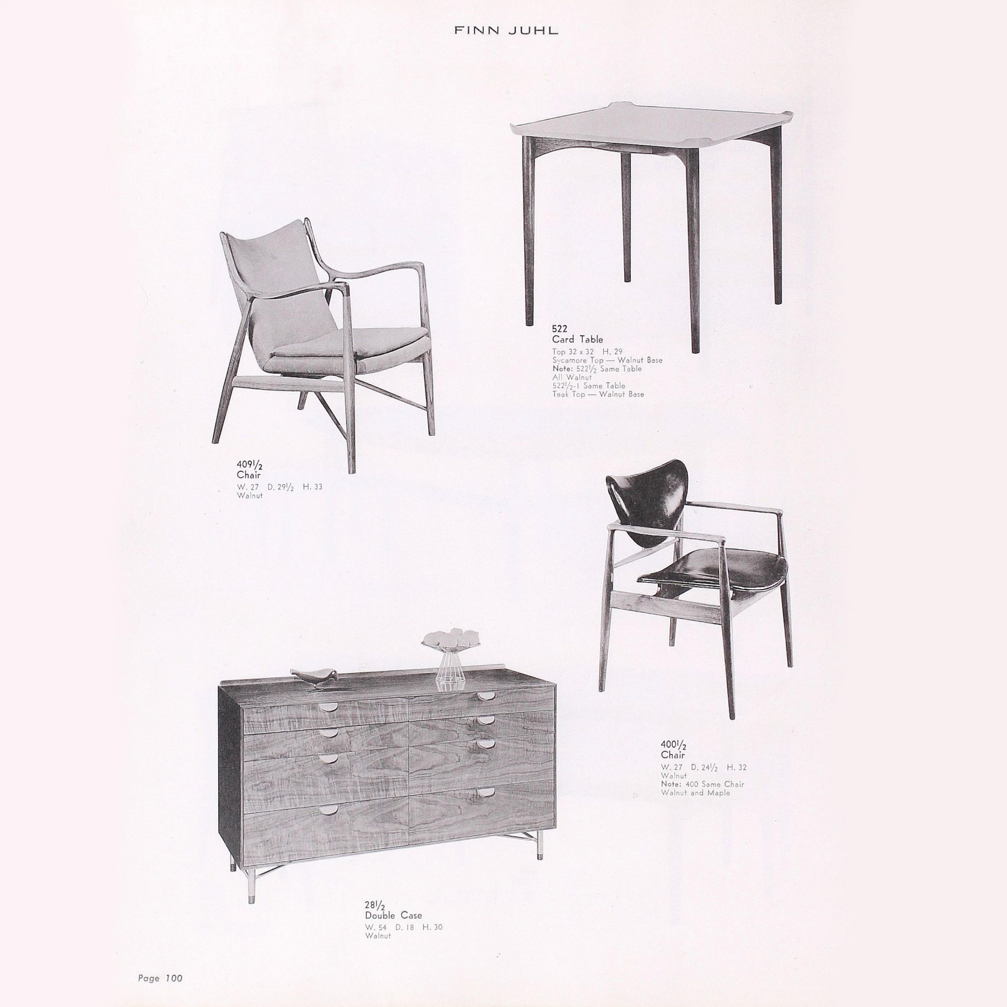 Matching Pair of Original Finn Juhl Model 48/400 1/2 Walnut Side Chairs by Baker 4