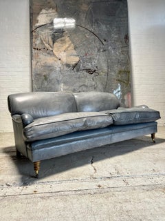 Matching Pair of Our Signature Grenville Sofas - Hand Dyed Elephant Grey Leather