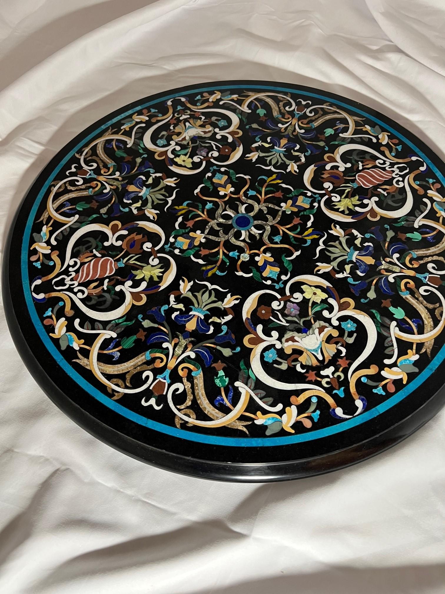 Indian Matching Pair of Pietra Dura Table Tops Inlaid with Semi-Precious Stones For Sale