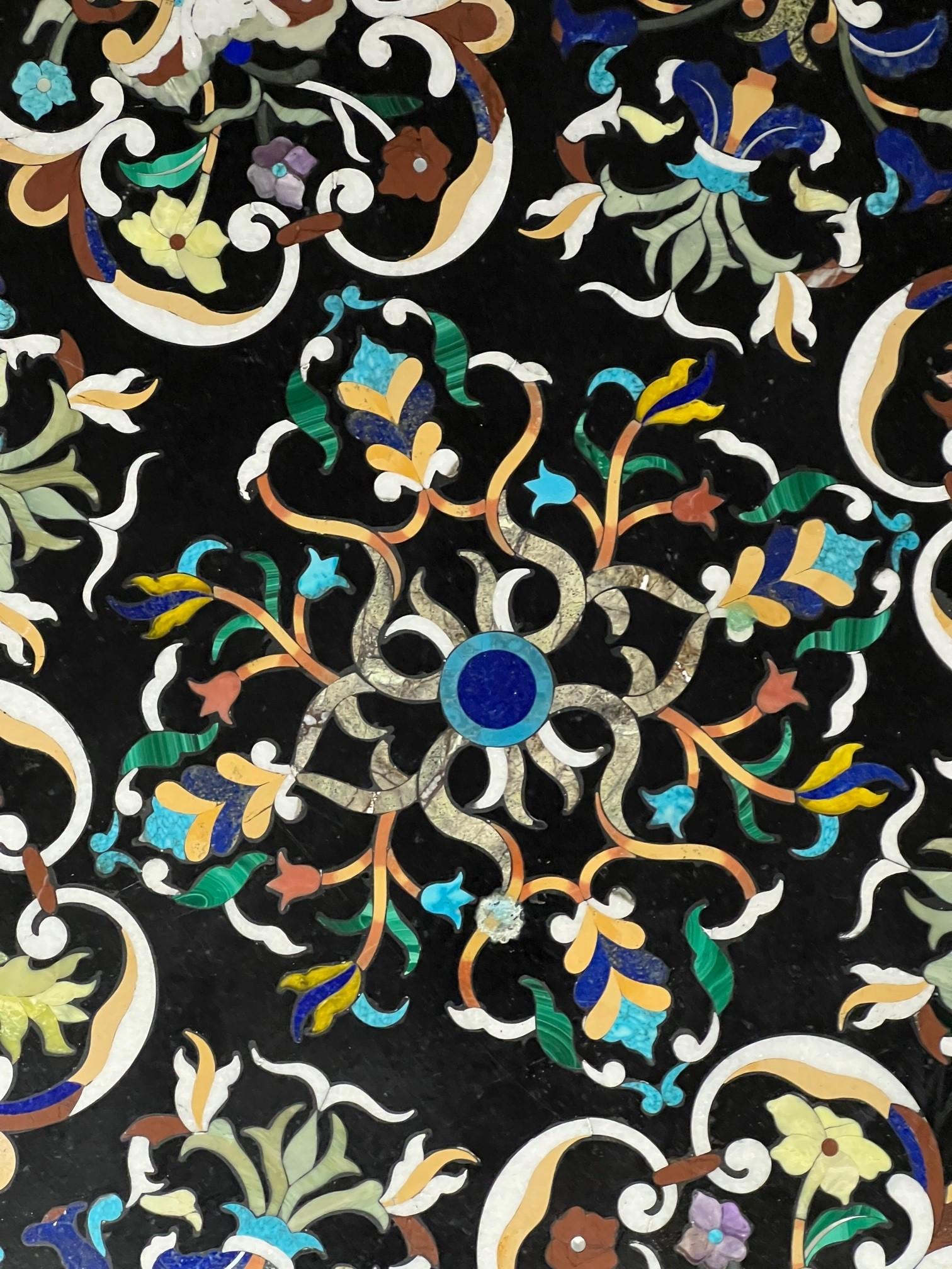 Inlay Matching Pair of Pietra Dura Table Tops Inlaid with Semi-Precious Stones For Sale