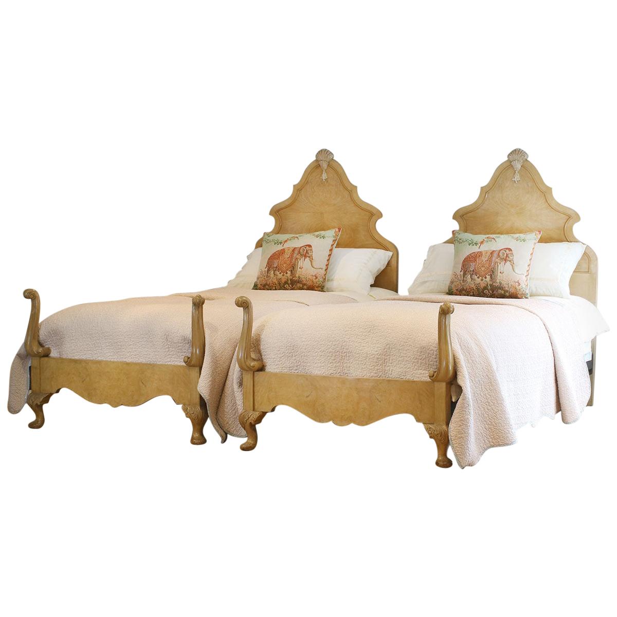 Matching Pair of Queen Anne Style Beds WP29