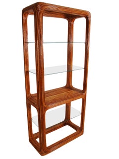 Matching Pair of Rattan and Glass Étagères or Wall Units