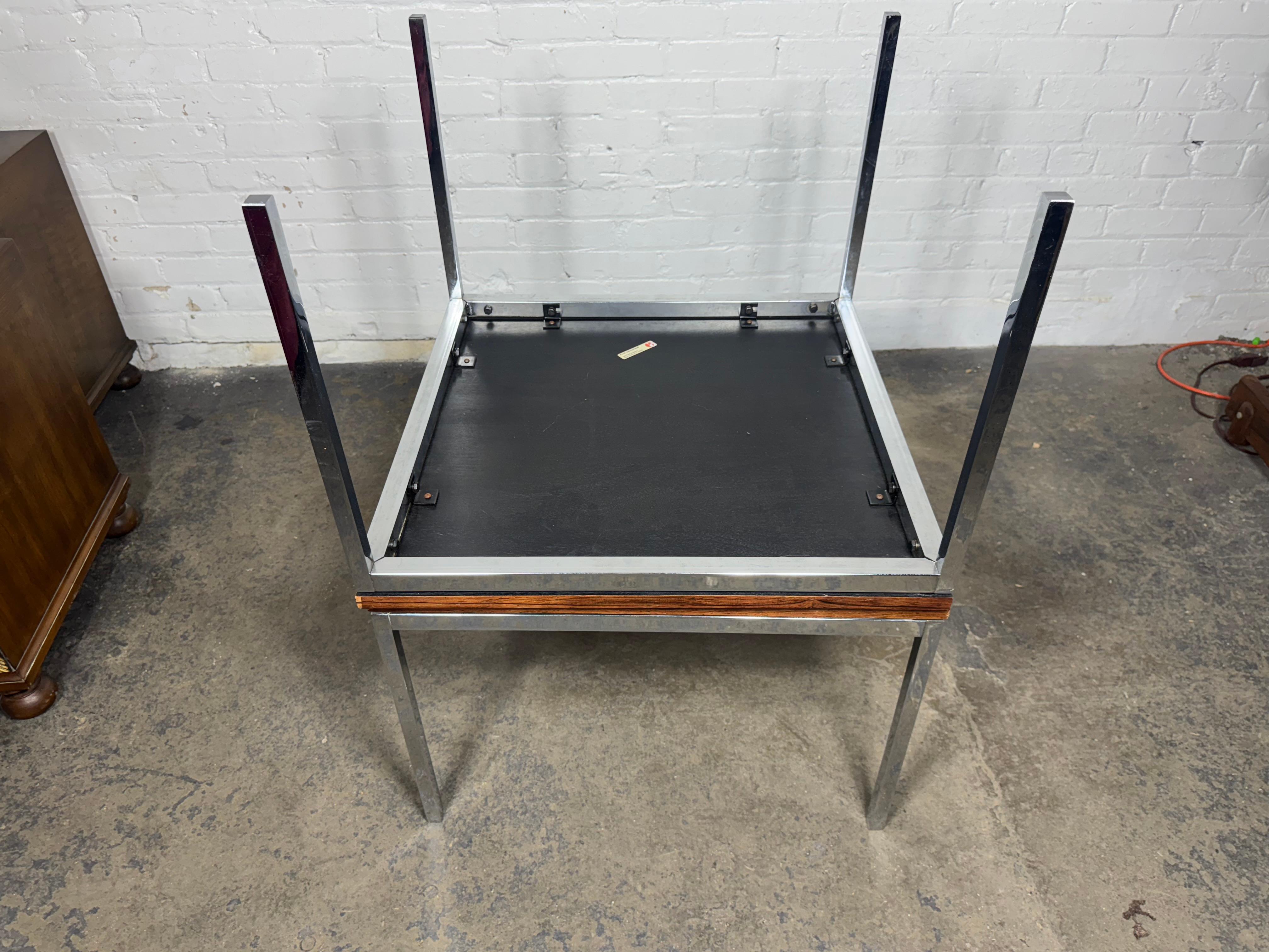 Pair of Rosewood & Steel Square Knoll Side End Tables Stands im Angebot 3