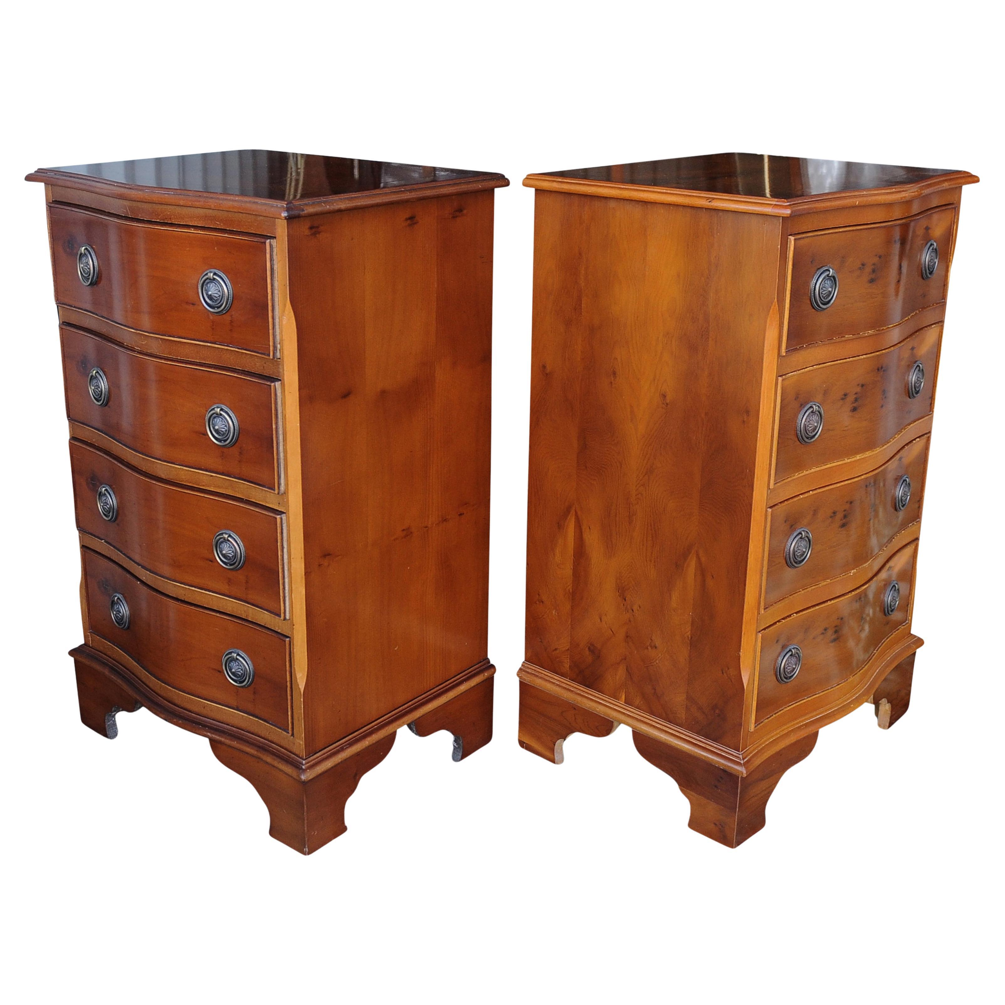 Matching Pair of Serpentine Front Four Drawer Bedside Chests, Cabinets
