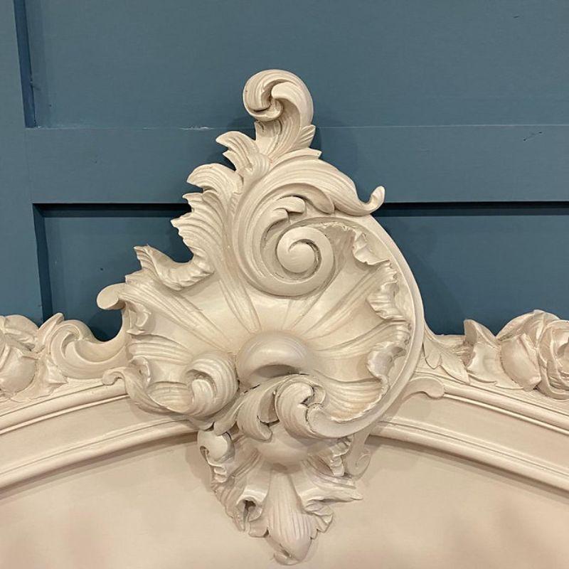 A matching pair of antique French Louis XV painted beds. The beds will take a 3’6 wide mattress which is slightly wider than a single and so much comfier. The frames have been completely restored and newly painted.
The beds are painted in a soft