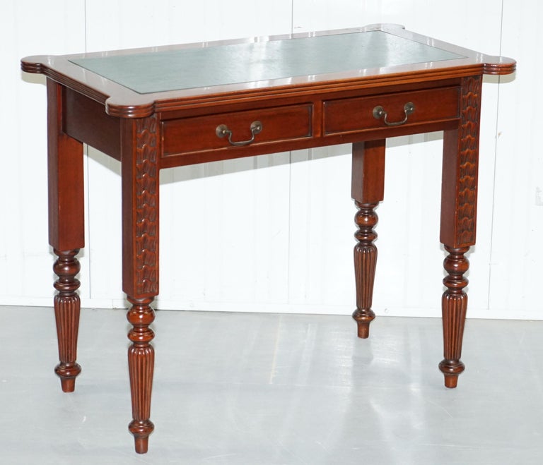 Matching Pair of Solid Mahogany Console Tables with Twin Drawers Office