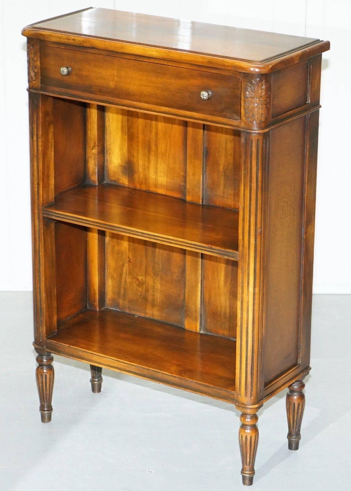 Matching Pair of Theodore Alexander Republic Low Bookcases with Single Drawer 3