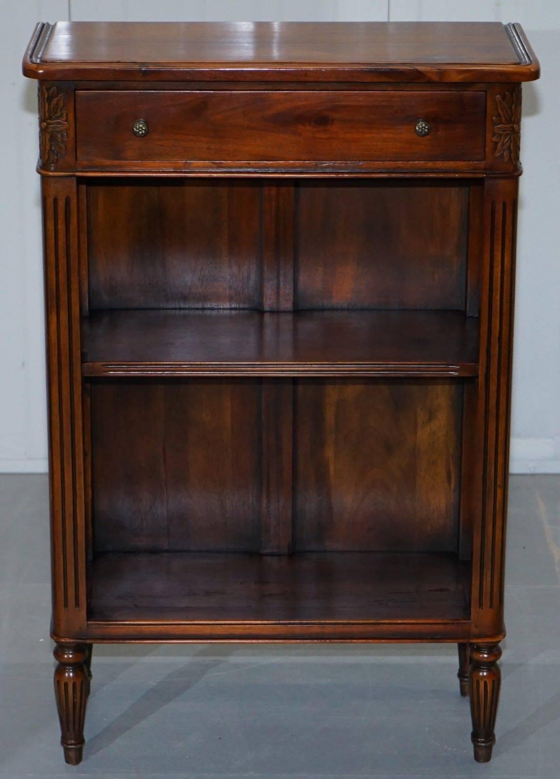 Matching Pair of Theodore Alexander Republic Low Bookcases with Single Drawer 4