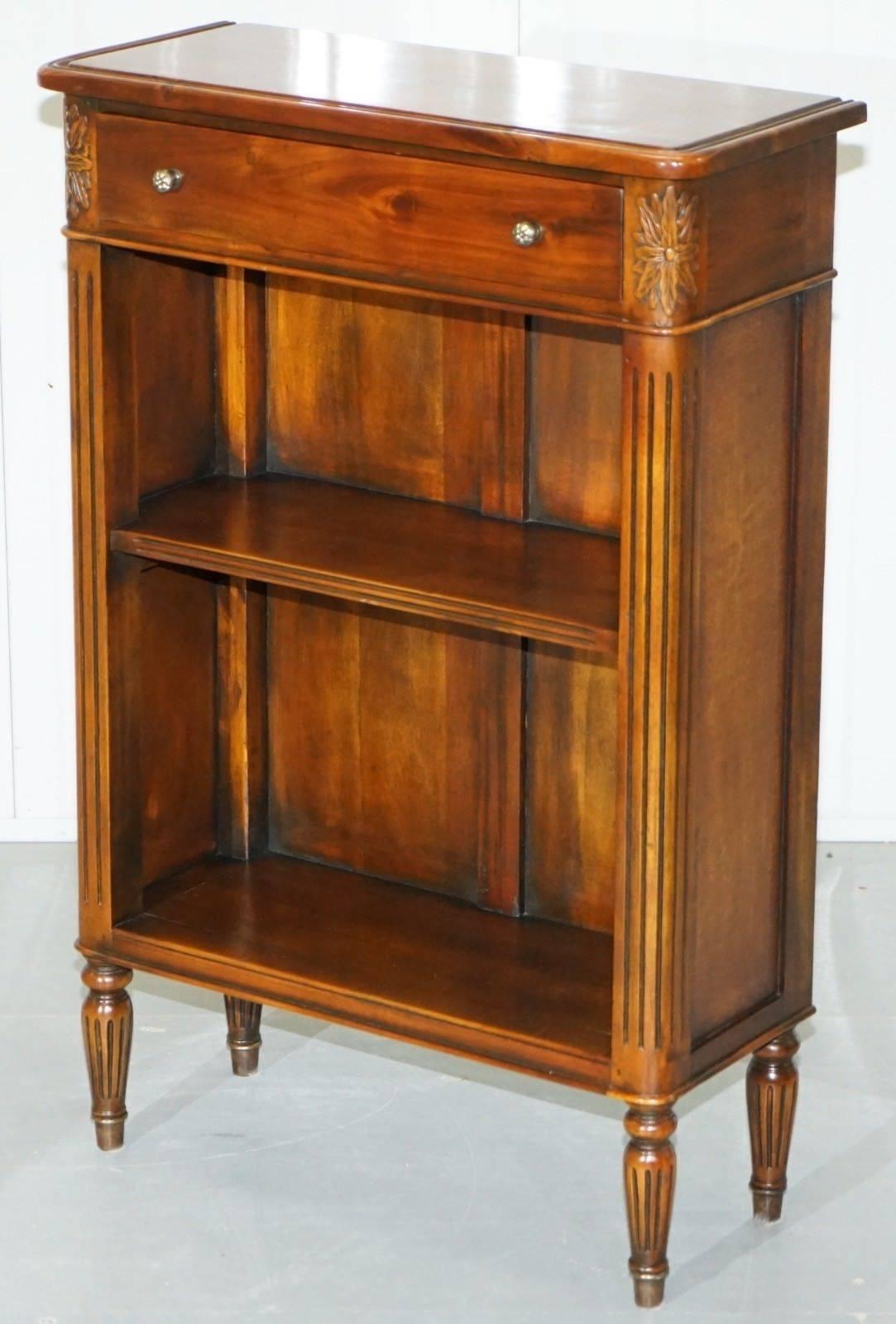 Matching Pair of Theodore Alexander Republic Low Bookcases with Single Drawer 2