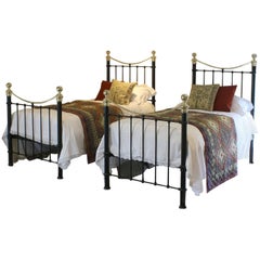 Matching Pair of Twin Brass and Iron Beds MPS26