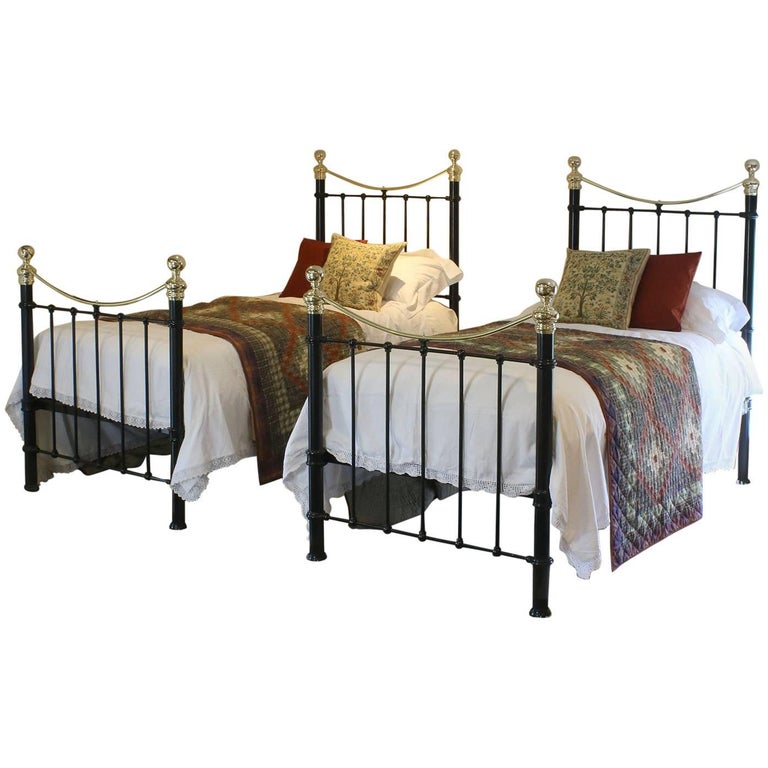 Matching Pair of Twin Brass and Iron Beds MPS26 at 1stDibs