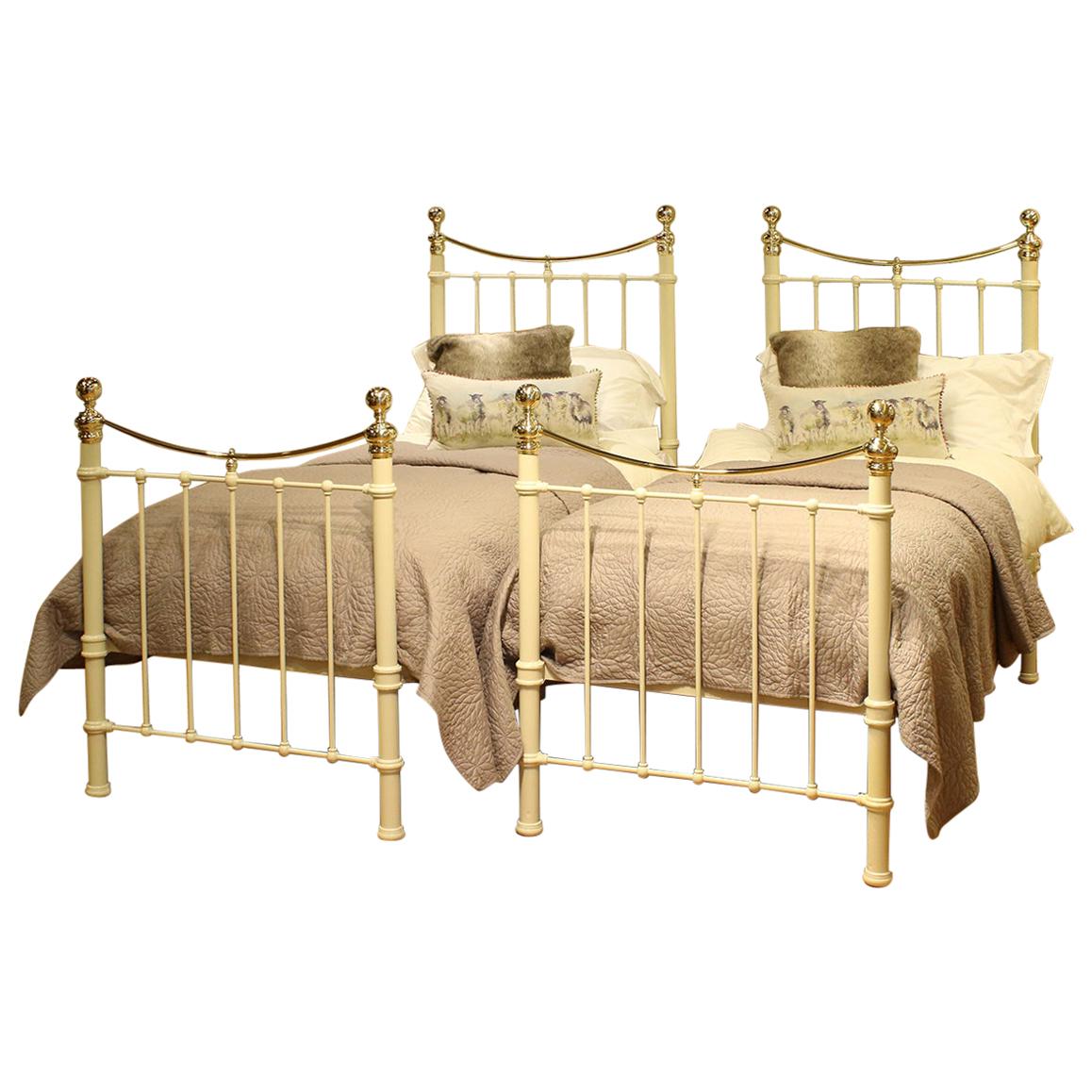 Matching Pair of Twin Brass and Iron Beds MPS33