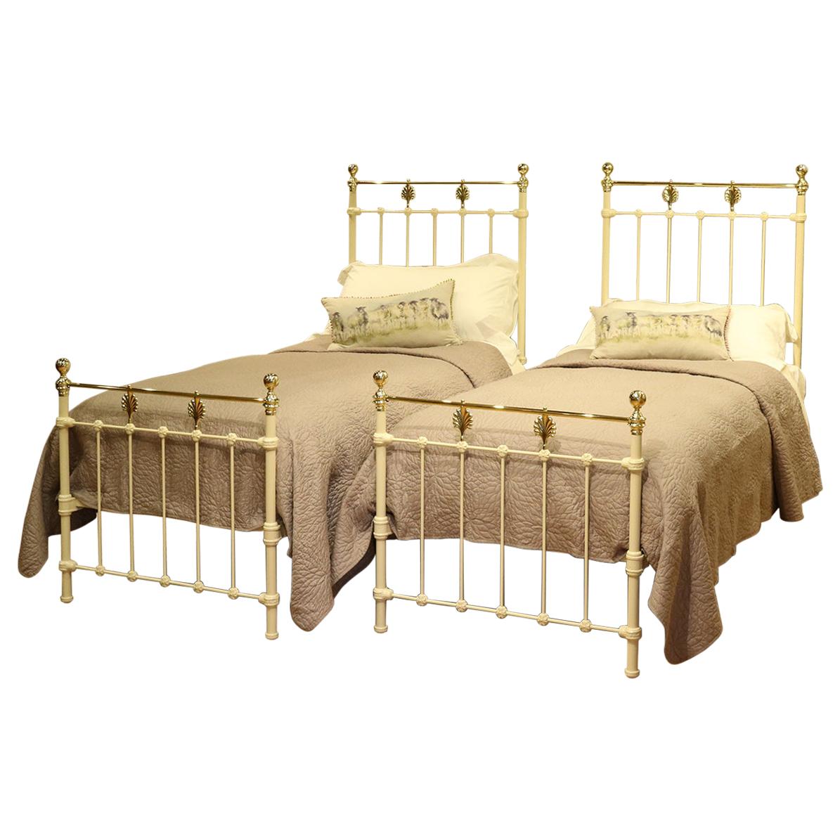 Matching Pair of Twin Brass and Iron Beds MPS34