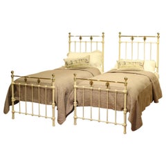 Matching Pair of Twin Brass and Iron Beds MPS34