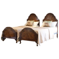 Matching Pair of Twin Single Walnut Antique Beds WP34