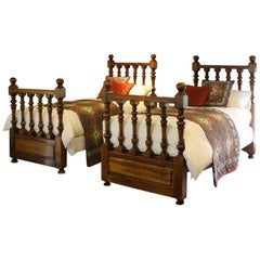 Matching Pair of Twin Spindle Beds, WP17