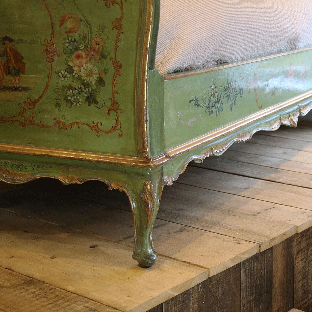 Beech Matching Pair of Venetian Painted Antique Beds, WP30